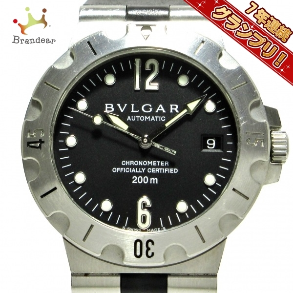 大人気の 腕時計 BVLGARI(ブルガリ) ディアゴノスクーバ 黒 SS/ラバー