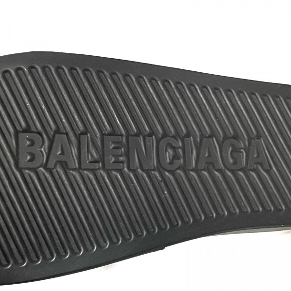 バレンシアガ BALENCIAGA サンダル 23 プールスライドサンダル ラバー 黒 レディース ロゴ 靴の画像5