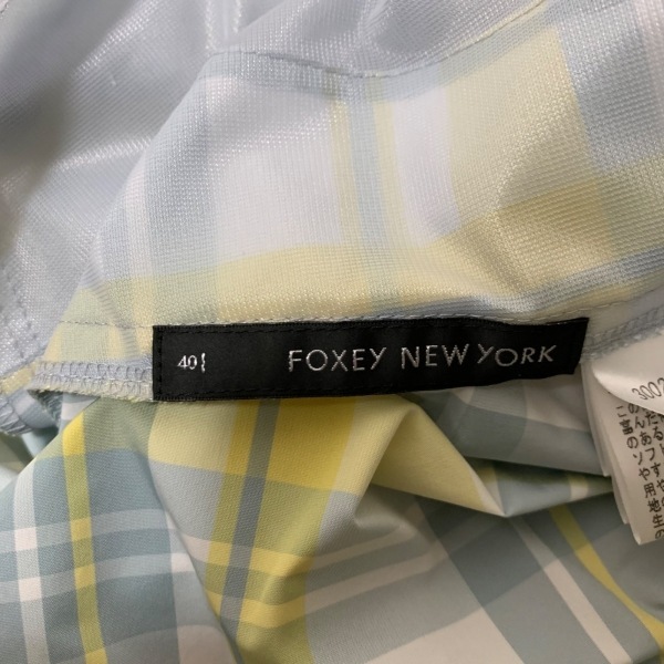 フォクシーニューヨーク FOXEY NEW YORK サイズ40 M - 白×イエロー×グレー レディース キャミワンピ/ひざ丈/チェック柄/リボン 美品_画像3