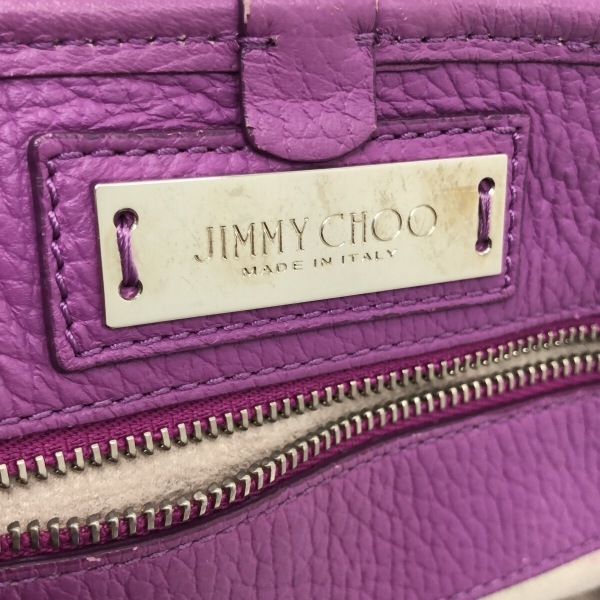 ジミーチュウ JIMMY CHOO トートバッグ サシャ レザー パープル×シルバー スタッズ/スター バッグ_画像7