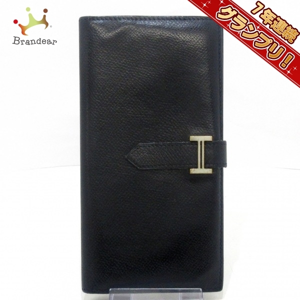 エルメス HERMES 長財布 ベアン ヴォーエプソン 黒 □I 財布
