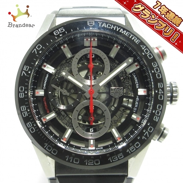 TAG Heuer(タグホイヤー) 腕時計 カレラ キャリバー ホイヤー01 CAR201V.FT6046 メンズ SS/ラバーベルト/クロノグラフ/裏スケ 黒