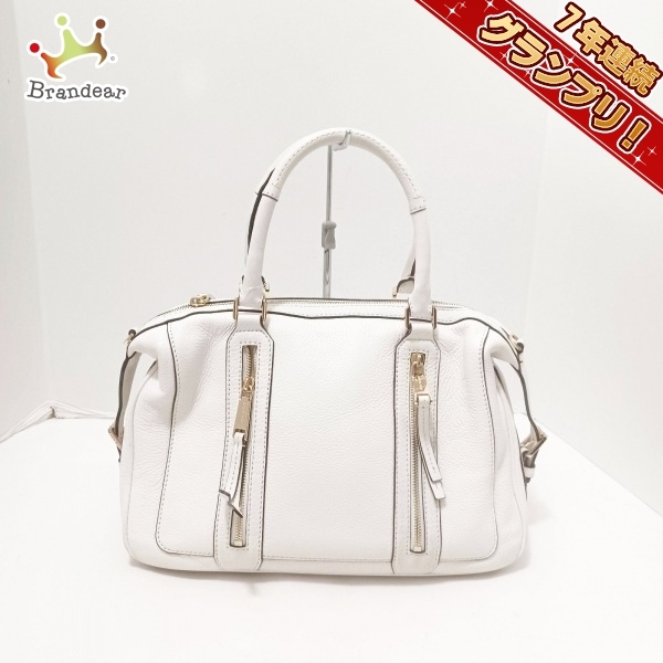 殿堂 マイケルコース MICHAEL バッグ 美品 白×ゴールド レザー