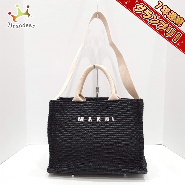 マルニ MARNI ショルダーバッグ SHMP0077U0P3860 - コットン×ナイロン×キャンバス 黒×アイボリー バッグ