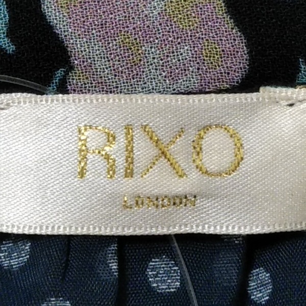 リキソーロンドン RIXO LONDON 長袖カットソー サイズS - ダークネイビー×白×マルチ レディース ボウタイ/ドット柄/花柄 トップス_画像3
