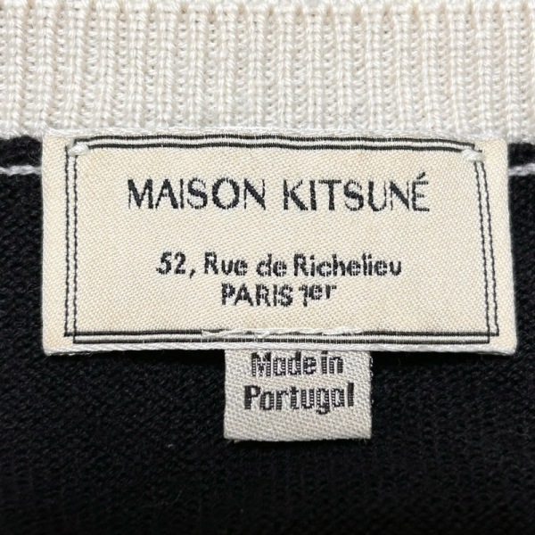 メゾンキツネ MAISON KITSUNE カーディガン サイズXS - 黒×アイボリー×マルチ レディース 長袖/ニット/刺繍 トップス_画像3