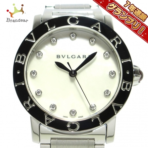BVLGARI(ブルガリ) 腕時計■新品同様 ブルガリ ブルガリ BBL33WSS/12 レディース 12Pダイヤ/シェル文字盤/ピンクサファイヤ シェル