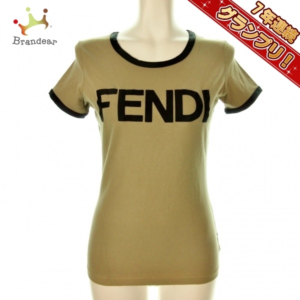 フェンディ FENDI 半袖Tシャツ サイズ42 M グレーベージュ×黒 レディース トップス