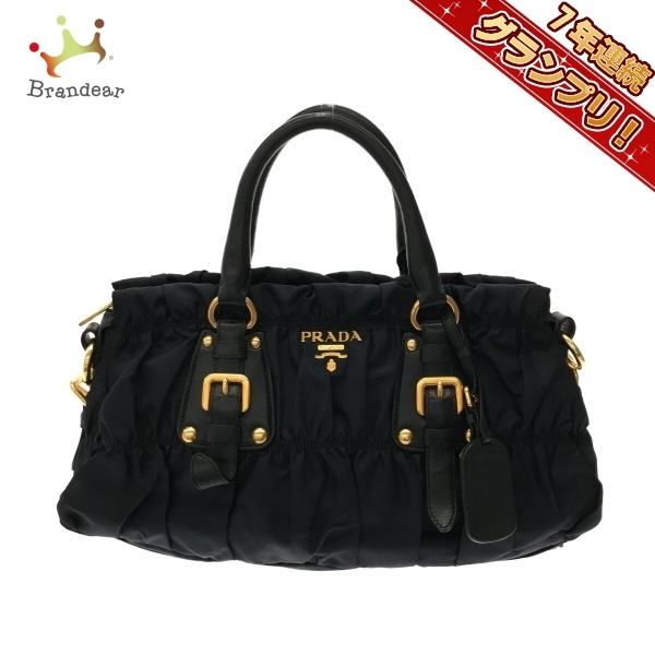 素敵でユニークな ギャザーバッグ ハンドバッグ PRADA プラダ ナイロン