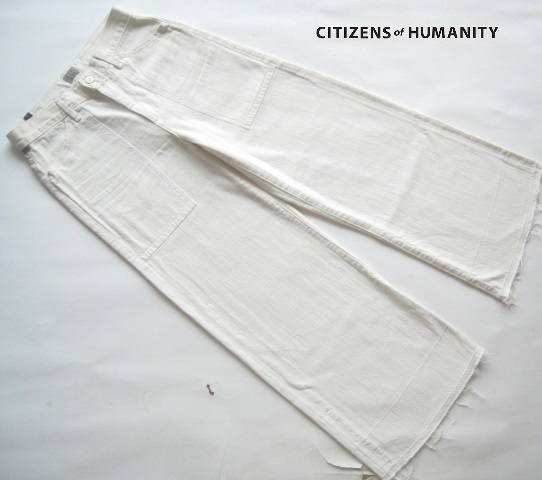 美品USA製!!シチズンズオブヒューマニティ CITIZENS OF HUMANITY*ホワイトデニムファティーグワイドジーンズ 25 1567-307