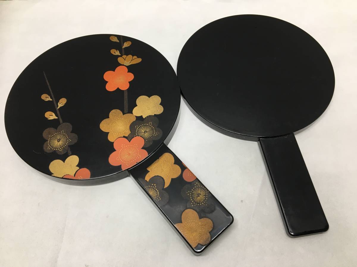  Showa Retro * join hand-mirror mirror lacquer ware secondhand goods 