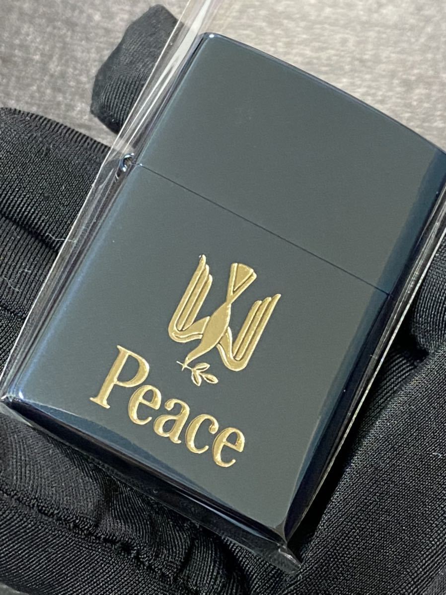 zippo ピース ブルーチタン ヴィンテージ 限定品 希少モデル 1999年製 Peace ゴールド刻印 ゴールドインナー 1999年製 ケース 保証書付き