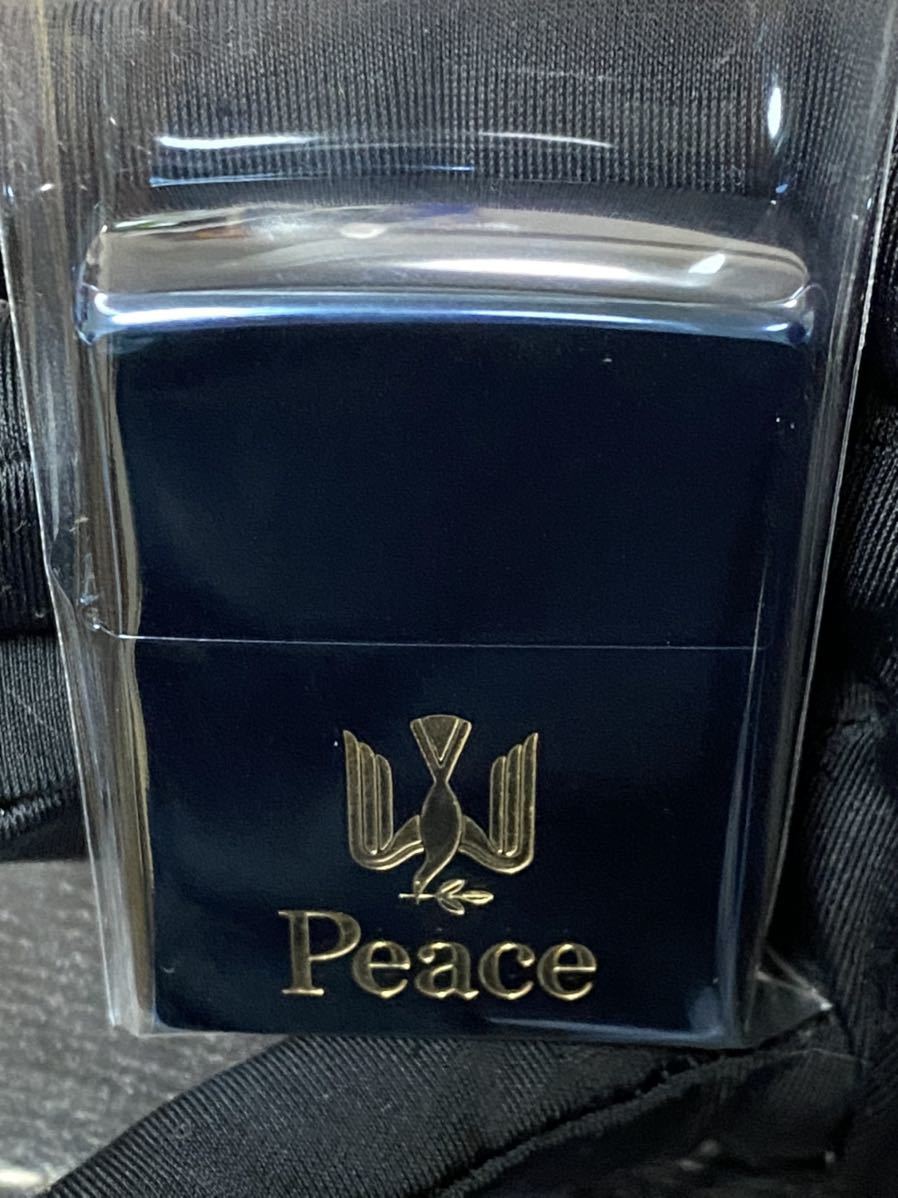 zippo ピース ブルーチタン ヴィンテージ 限定品 希少モデル 1999年製 Peace ゴールド刻印 ゴールドインナー 1999年製 ケース 保証書付き