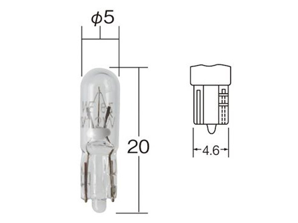 白熱 バルブ 計器 メーター ランプ ライト ウェッジ 24V 1.8W W2×4.6d T5 クリア 10個 一般 ノーマルバルブ 小糸製作所 小糸 KOITO 1688_画像3