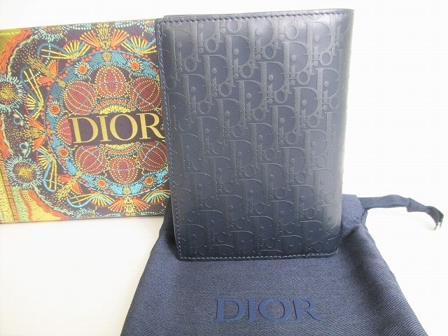 【未使用保管品】 クリスチャン ディオール Christian Dior オブリーク レザー パスポートカバー メンズ レディース