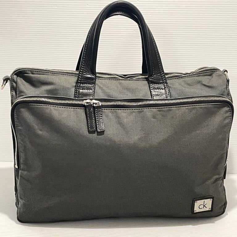 AA16■ 美品 カルバンクライン Calvin Klein ビジネスバッグ ブリーフケース グレーx黒_画像1