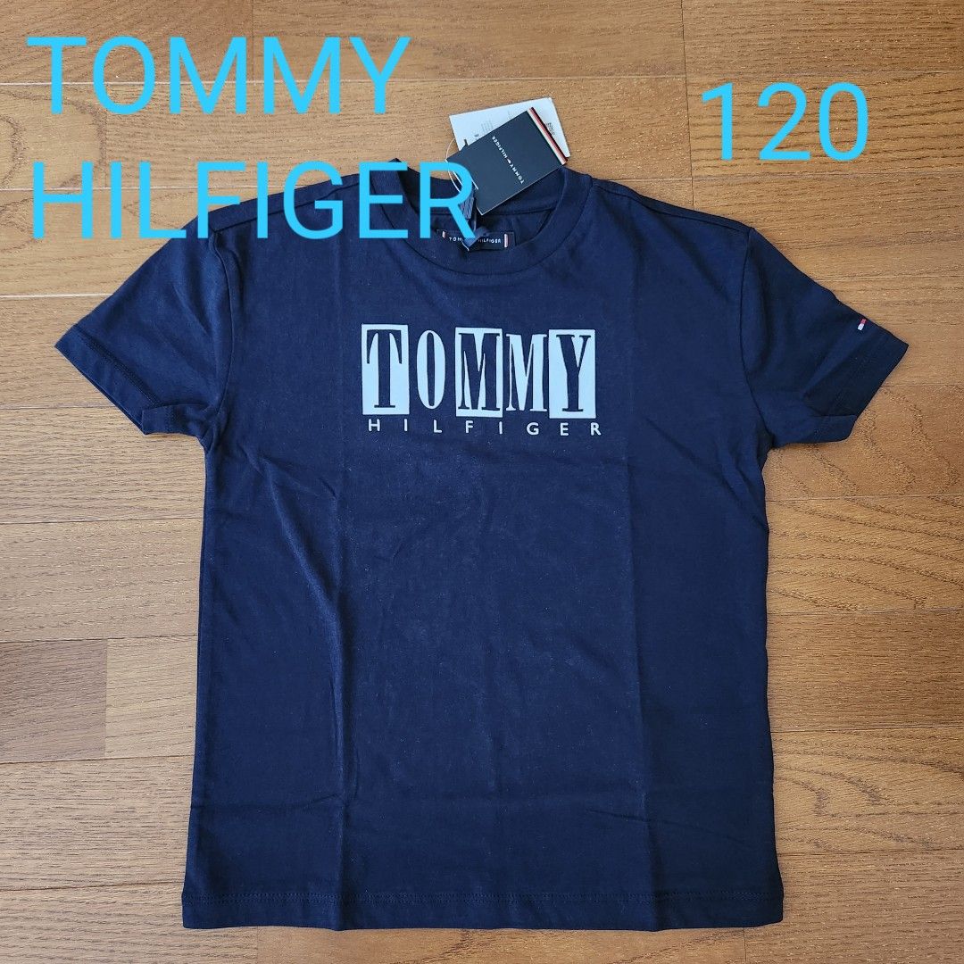 【新品】TOMMY HILFIGER シーズナルトミーロゴTシャツ 120 紺