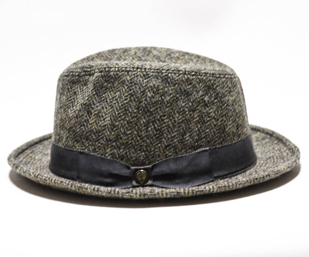 《TOKIO HAT トーキョーハット》新品 渋沢栄一創業ブランド 英国MOON社素材 ヘリンボーン柄 ウール中折れハット サイズ調整可  L(58cm)A8665