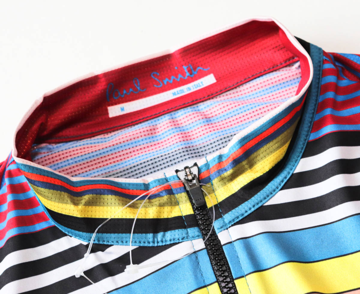 《Paul Smith ポールスミス》新品 イタリア製 軽量 3メッシュポケット ストライプサイクリングジャージ M A8629