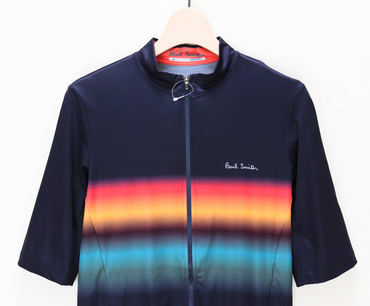 《Paul Smith ポールスミス》新品 イタリア製 軽量 3メッシュポケット アーティストストライプサイクリングジャージ M A8632