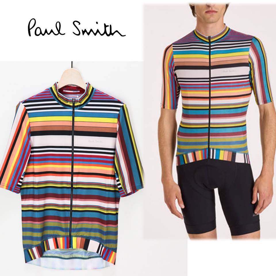 《Paul Smith ポールスミス》新品 イタリア製 軽量 3メッシュポケット ストライプサイクリングジャージ M A8629