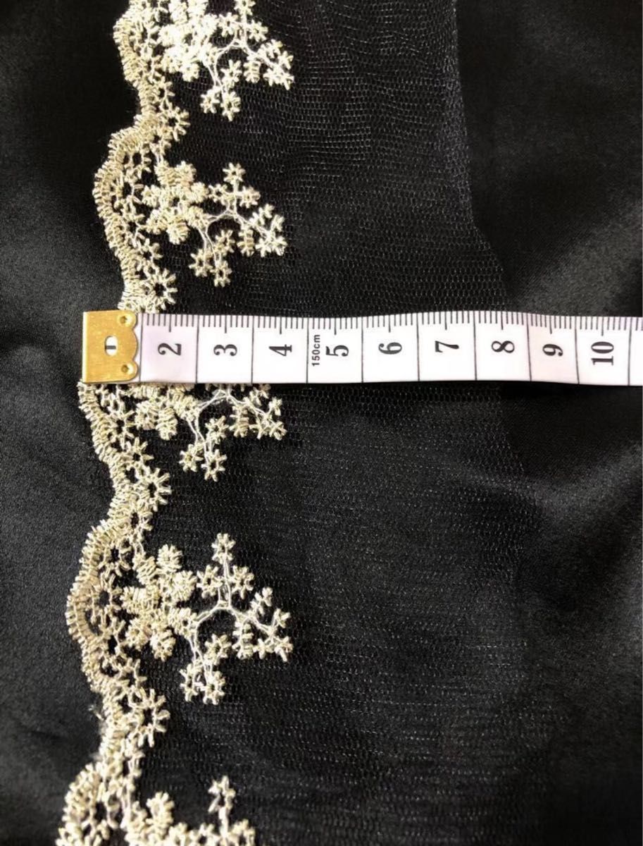 キラキラエレガント　花柄　刺繍　チュールレース　手芸　材料　高品質　ハンドメイド生地　ハギレ　洋服　縫製素材 3m