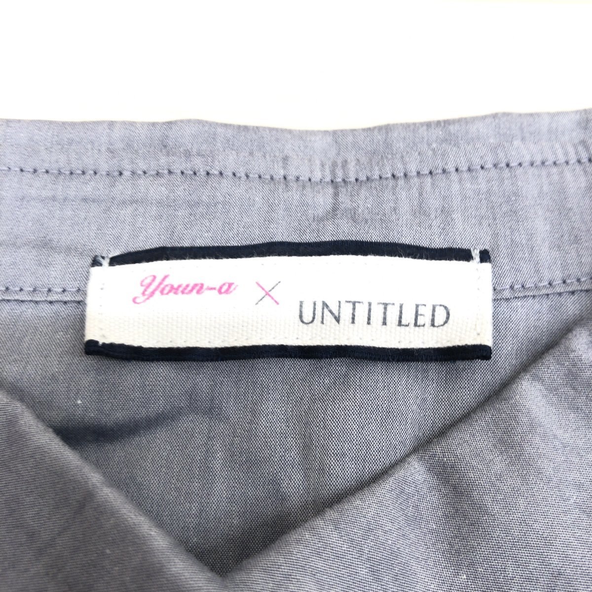 UNTITLED×your-a アンタイトル ヨンア ストレッチ シャツ ワンピース 2(M) グレー 日本製 八分袖 チュニック 国内正規品 レディース_画像3