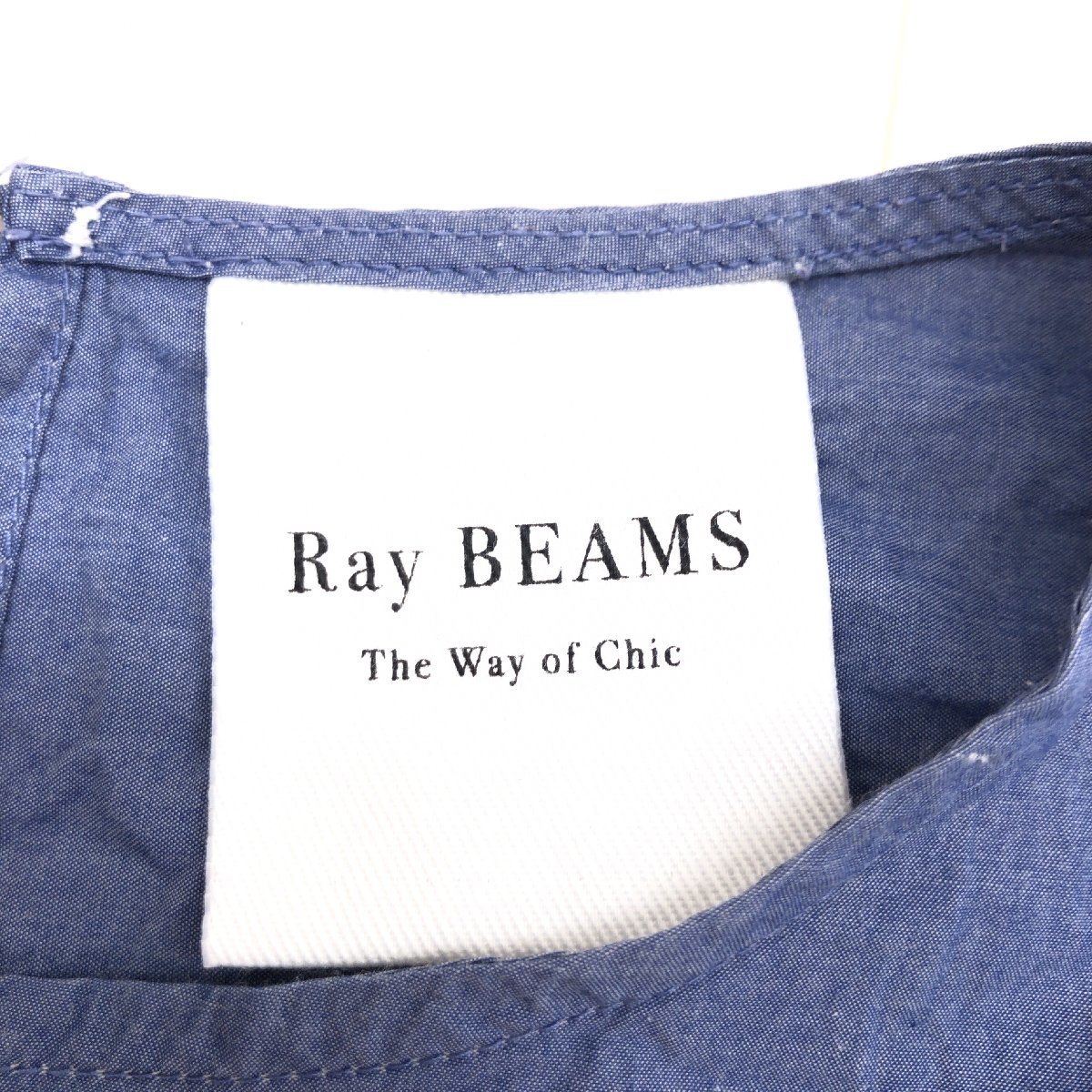 Ray BEAMS ビームス リボン装飾 プルオーバー カットソー M相当 紺系 ネイビー系 七分袖 シャツ ブラウス 国内正規品 レディース 女性用の画像3