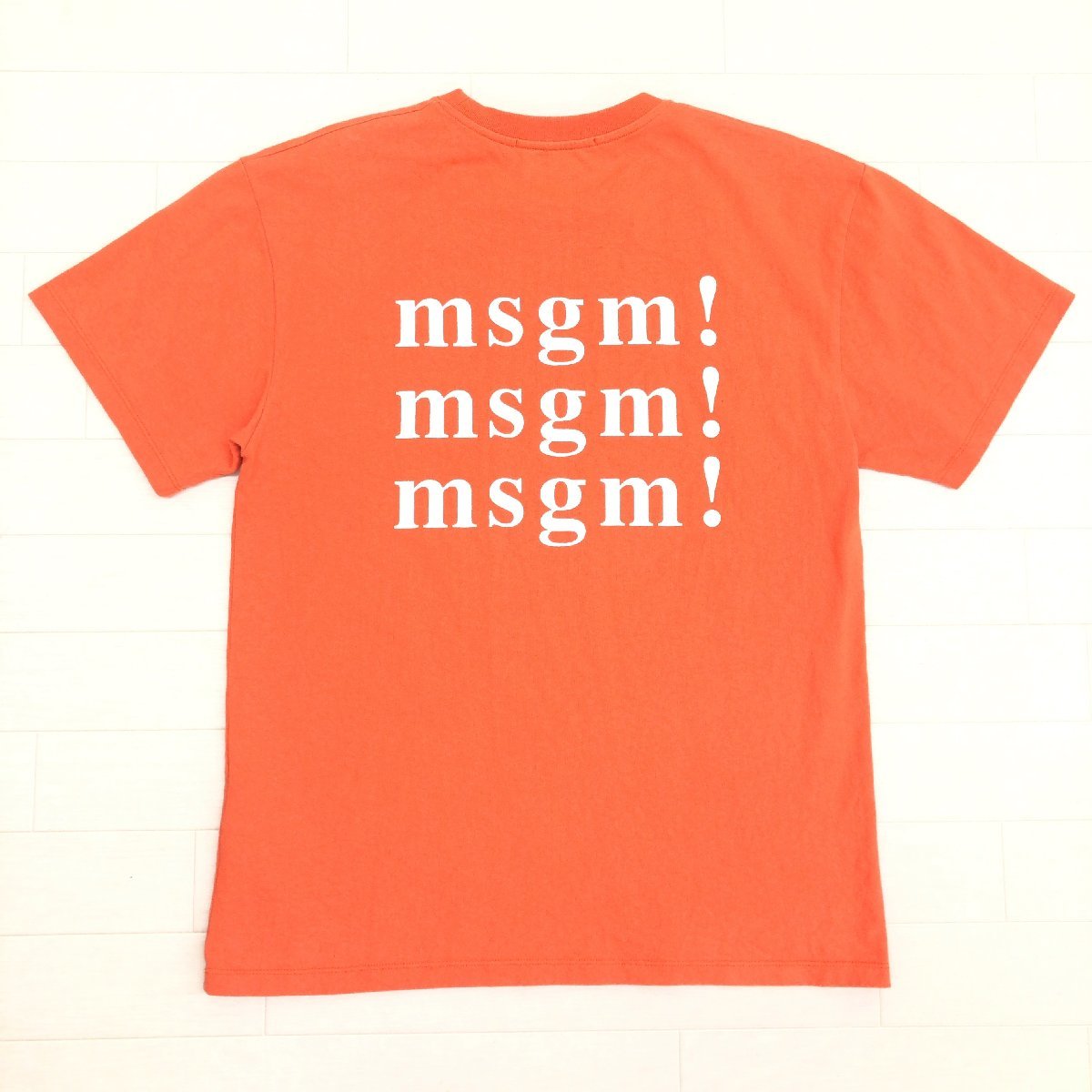 伊製 MSGM エムエスジーエム ロゴプリント Tシャツ XS(実寸:M相当) オレンジ 半袖 イタリア製 国内正規品 メンズ 紳士_画像2