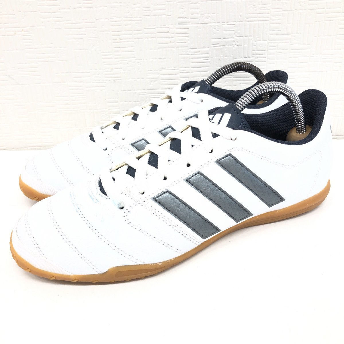 ●ほぼ未使用 adidas アディダス パティークグローロ16.2イン 本革 レザー フットサルシューズ 25cm 白 ホワイト インドアシューズ メンズ_画像1