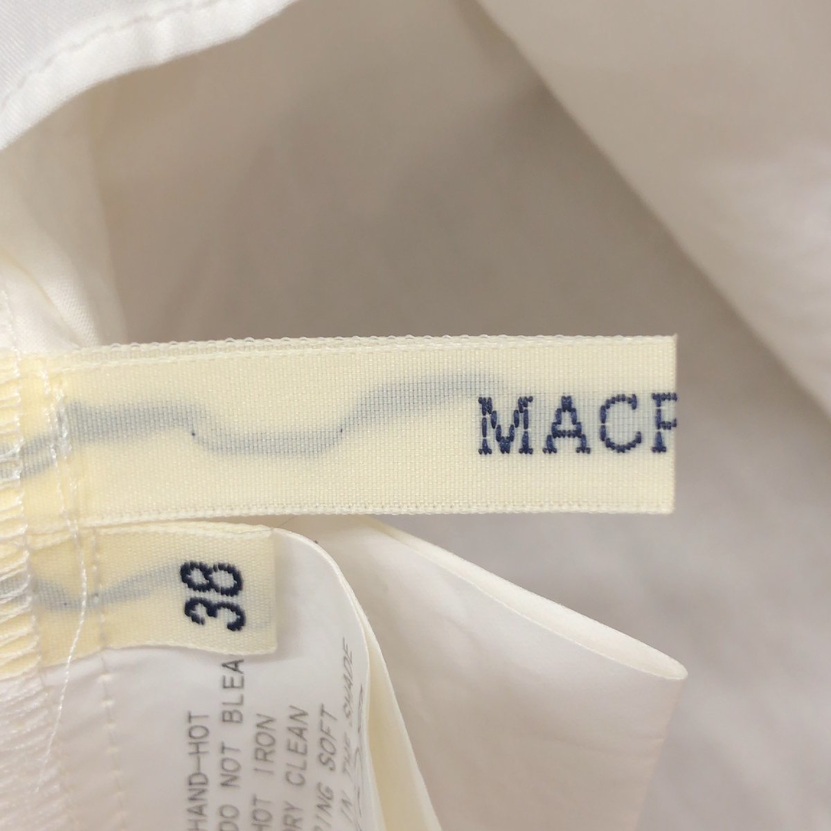 MACPHEE マカフィー フリル装飾 ノースリーブ シャツ 38(M) 白 ホワイト 日本製 半袖 シースルー ブラウス バックボタン トゥモローランド_画像3
