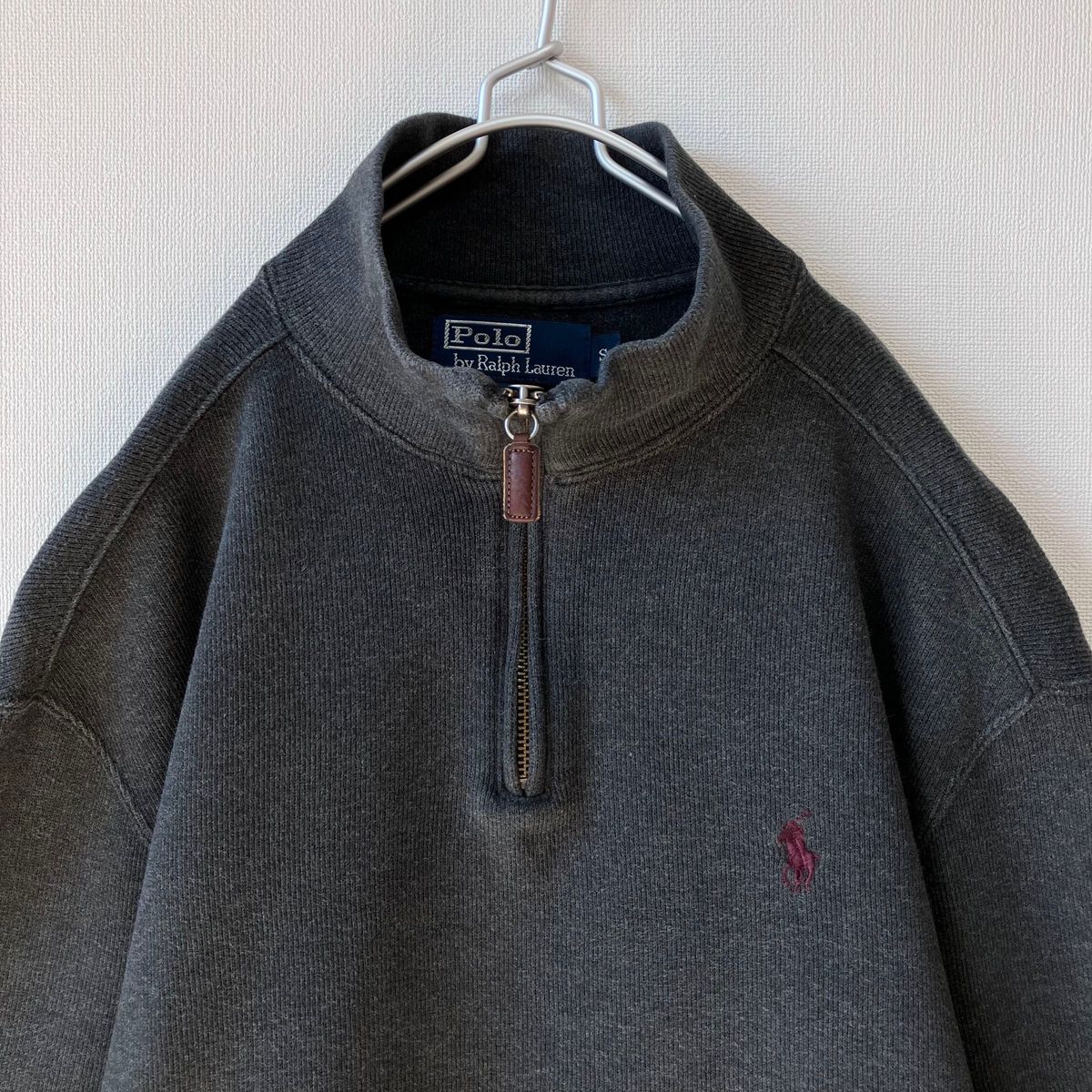 ラルフローレン 長袖 ハーフジップ 人気 ダークグレー スウェット ポニー刺繍