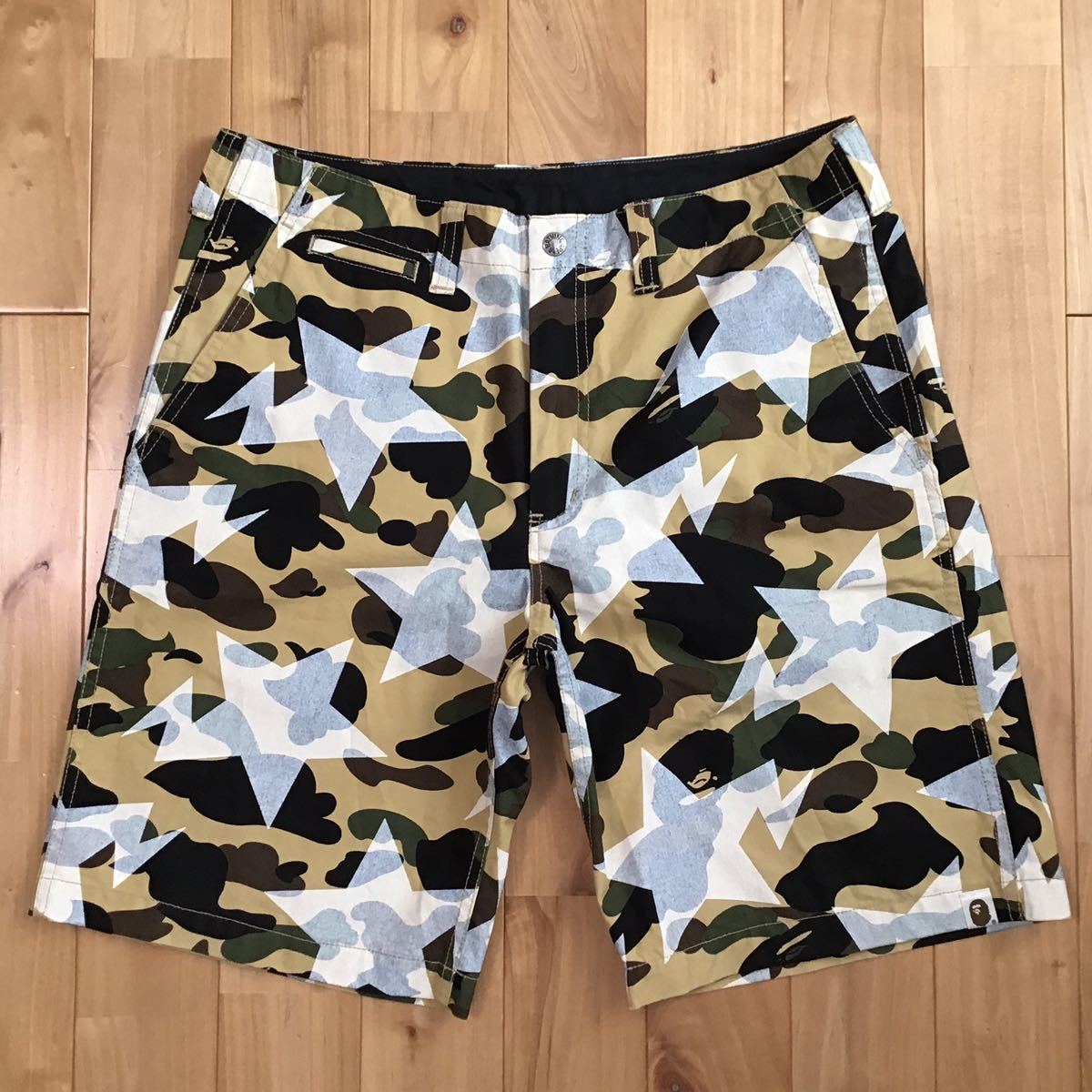 BAPESTA 1st camo yellow ハーフパンツ Lサイズ a bathing ape BAPE STA ショーツ エイプ ベイプ アベイシングエイプ shorts star w75_画像1