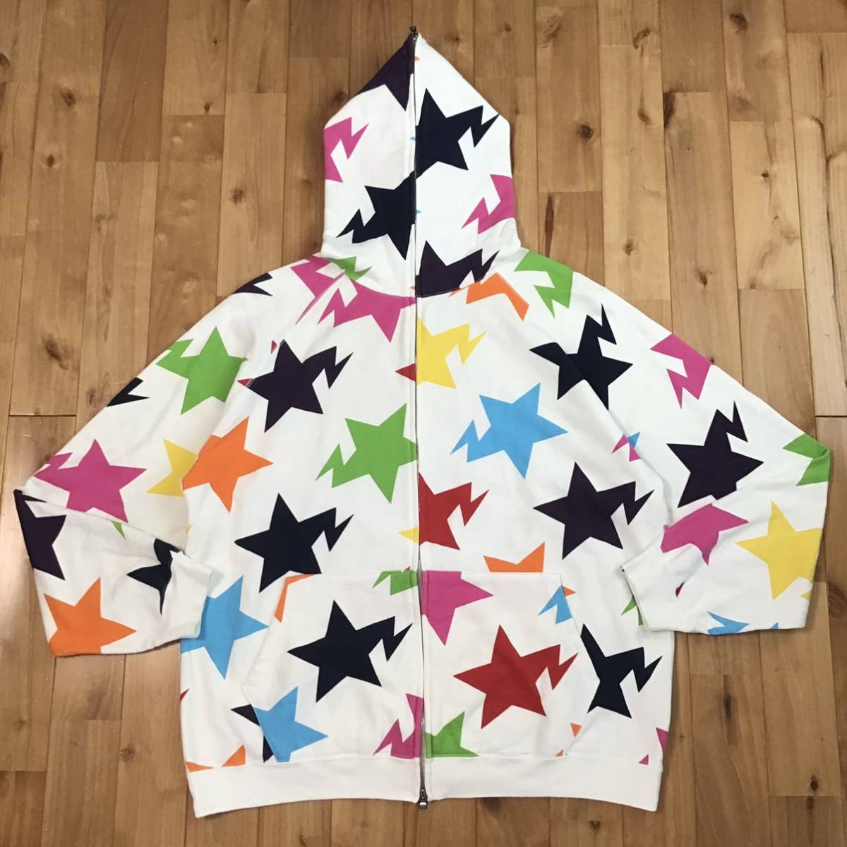 ★Kanye West着用★ XL 2006年 BAPE スター パーカー a bathing ape BAPE sta full zip hoodie star multi color エイプ ベイプ w5