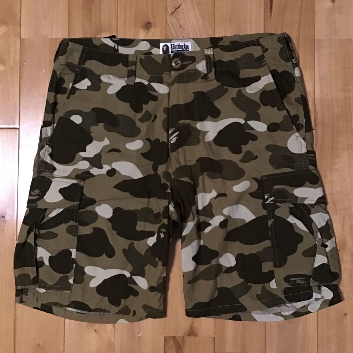 Beige camo カーゴ ハーフパンツ Mサイズ a bathing ape BAPE shorts pants エイプ ベイプ アベイシングエイプ 迷彩 ショーツ m6746_画像1