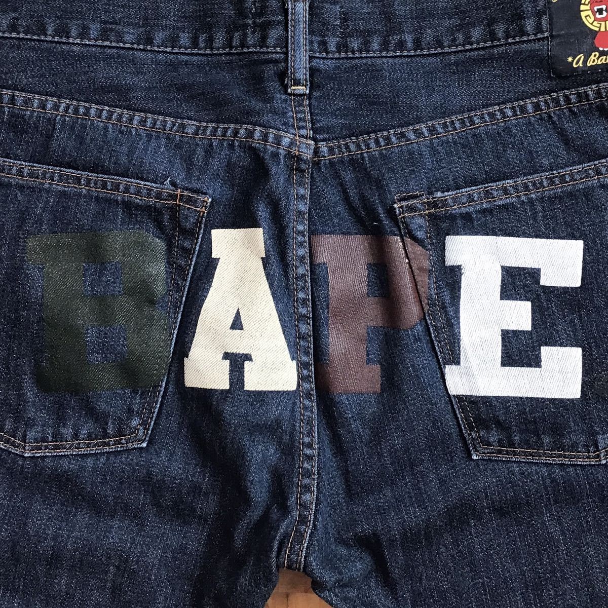 ★鹿児島限定★ Kagoshima color BAPE LOGO デニム パンツ Mサイズ a bathing ape denim pants エイプ ベイプ アベイシングエイプ w7_画像2