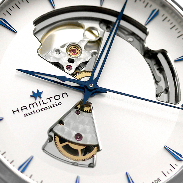 ハミルトン 時計 メンズ ジャズマスター オープンハート オート 腕時計 40mm スイス製 自動巻き H32675650 HAMILTON シルバー×ブルー_画像6