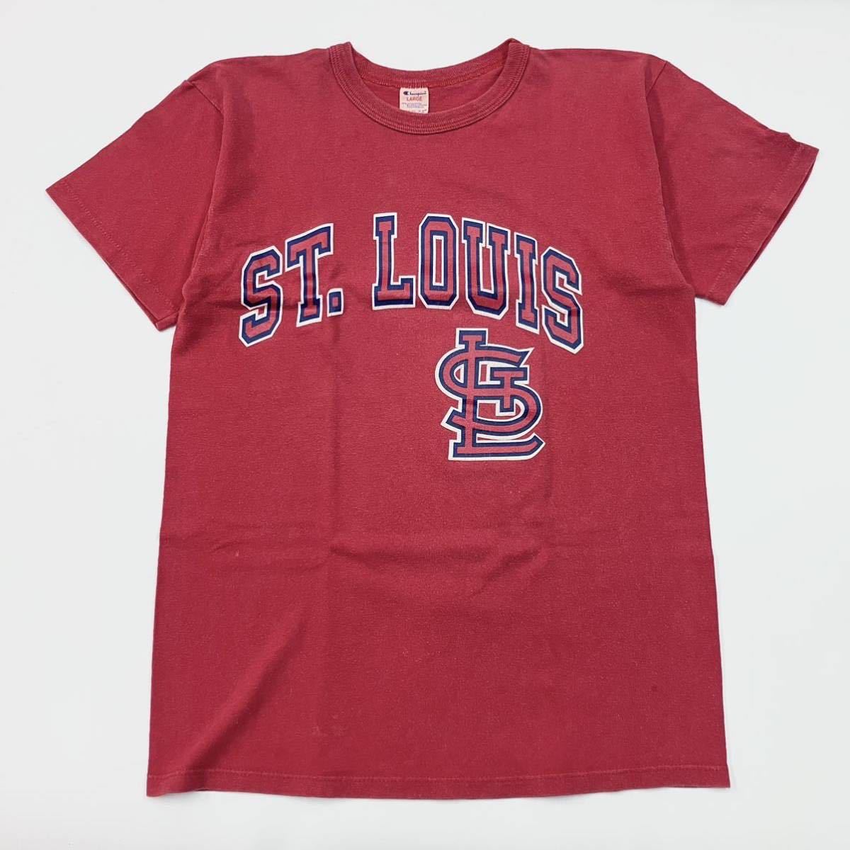 80S ビンテージ USA製 Champion トリコタグ 半袖 ロゴ プリント Tシャツ L チャンピオン ST. LOUIS セントルイス MADE IN U.S.A. vuz0012_画像1