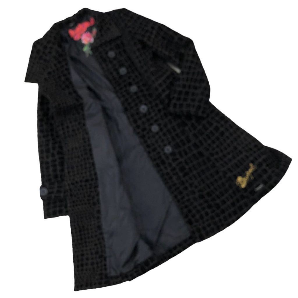 NB154 Desigual デシグアル ロングコート コート アウター 上着 羽織り 長袖 デザイン ブラック系 ブラウン系 レディース 40_画像8