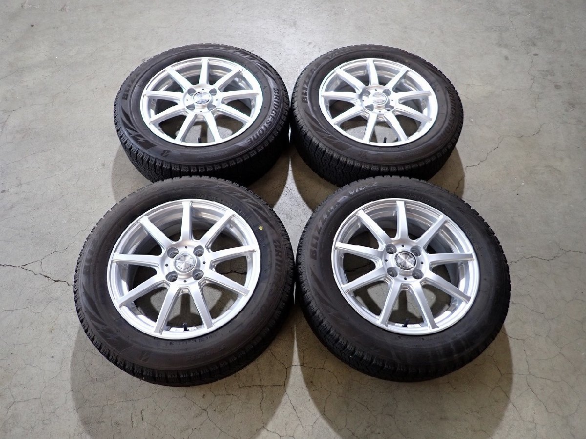 YS1356【送料無料175/65R15】wedsアルミ アクア フィット スイフトなどへ 中古スタッドレスセット ■15×5.5J 100/4H ET42■_画像1