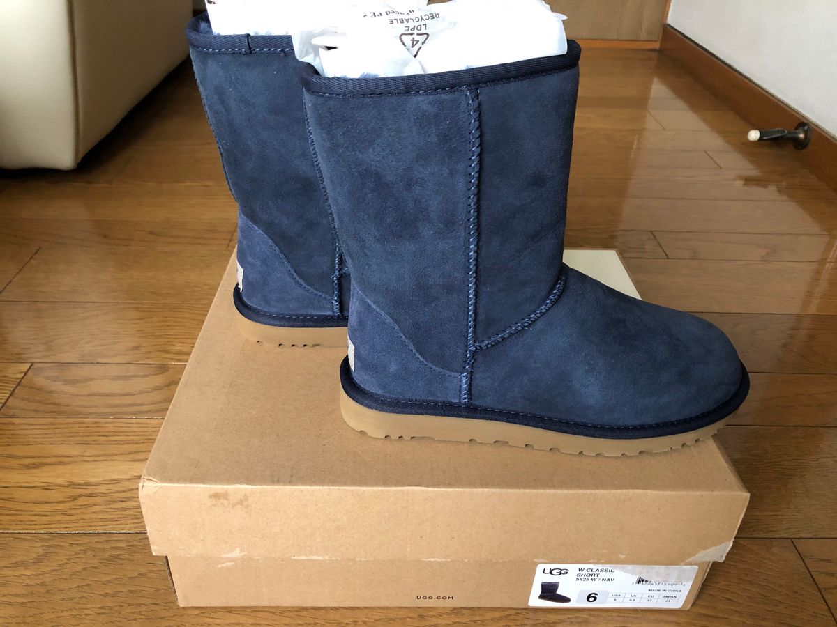 UGG CLASSIC SHORT 5825 24cm ネイビー 1回のみ着用 Yahoo!フリマ（旧）-