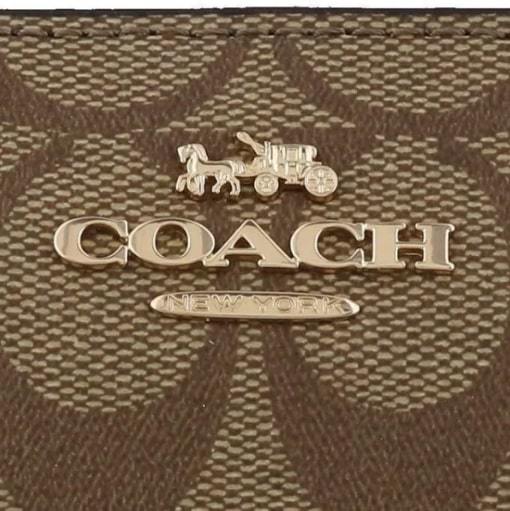 ◆新品 未使用 正規品◆COACH コーチ ポーチ L字ジップファスナー メンズ レディース シグネチャー カーキ/チョーク CO-201_画像3