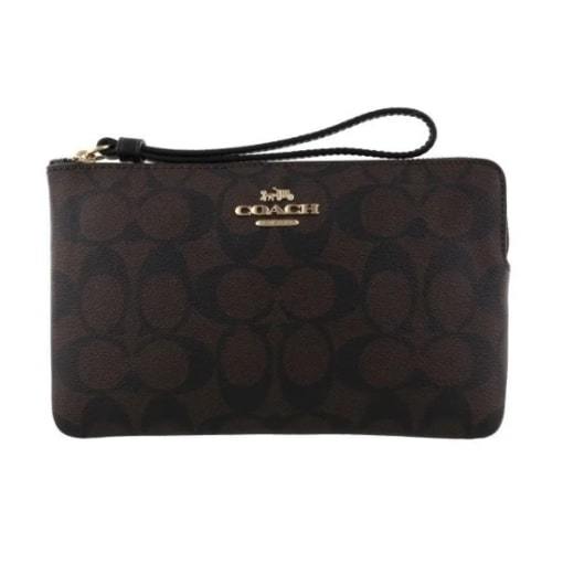 ◆新品 未使用 正規品◆COACH コーチ ポーチ L字ジップファスナー メンズ レディース シグネチャー ダークブラウン CO-202