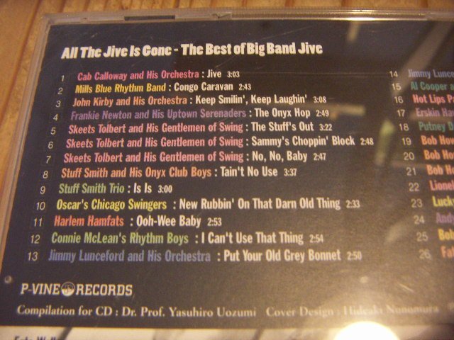 CD：ALL THE JIVE IS CONE THE BEST OF BIG BAND JIVE ジャイヴでスウィング ビッグ・バンド・ジャイヴ・ベスト選；Pヴァイン;26曲_画像2