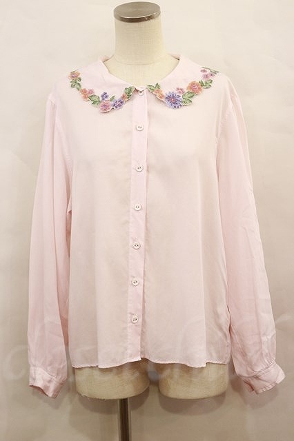 Jane Marple Flower embroidery collar blouse 23-07-29-029h-1-BL-JM-L-KB-ZH