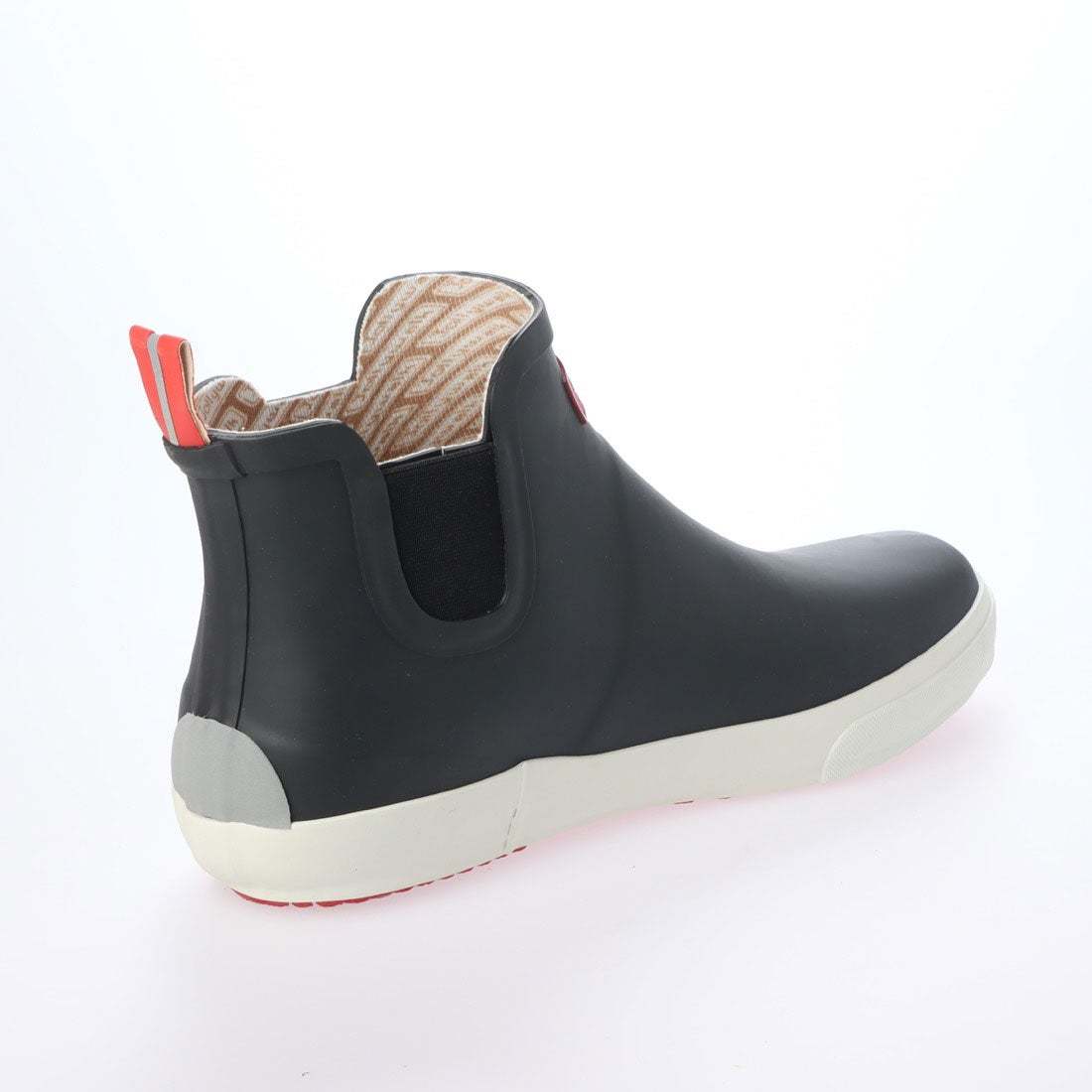 レディースレインブーツ　レインシューズ　長靴　雨靴　天然ゴム素材　新品『20088-BLK-WHT-235』23.5cm　在庫一掃セール