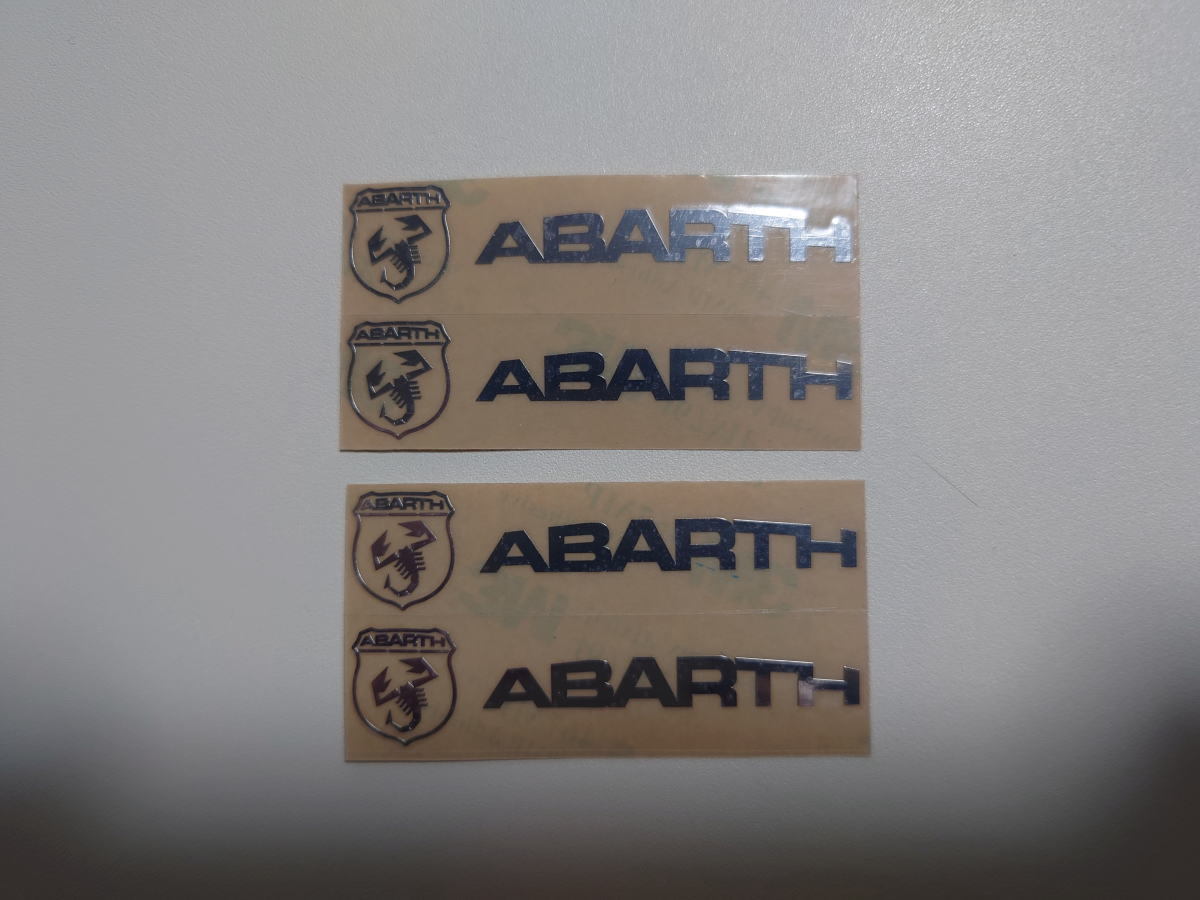  Fiat abarth ABARTH scraps type silver small size metal sticker 4 Logo character set 4cm width type 