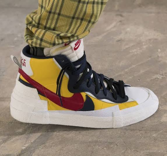 NIKE BLAZER MID SACAI WHITE MAIZE NAVY BV0072-700 ナイキ サカイ ブレザー ブレイザー コラボ ダンク DUNK snow beach スノービーチ_画像2