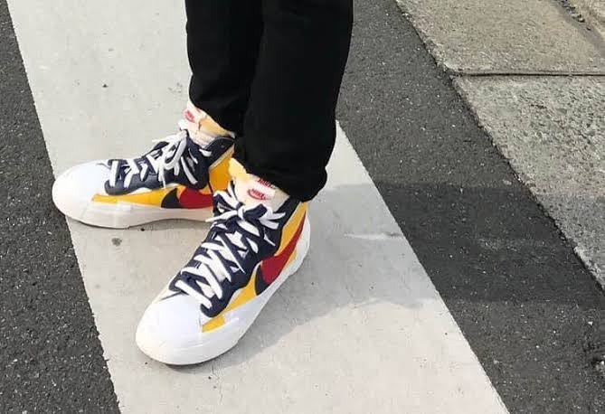 NIKE BLAZER MID SACAI WHITE MAIZE NAVY BV0072-700 ナイキ サカイ ブレザー ブレイザー コラボ ダンク DUNK snow beach スノービーチ_画像5