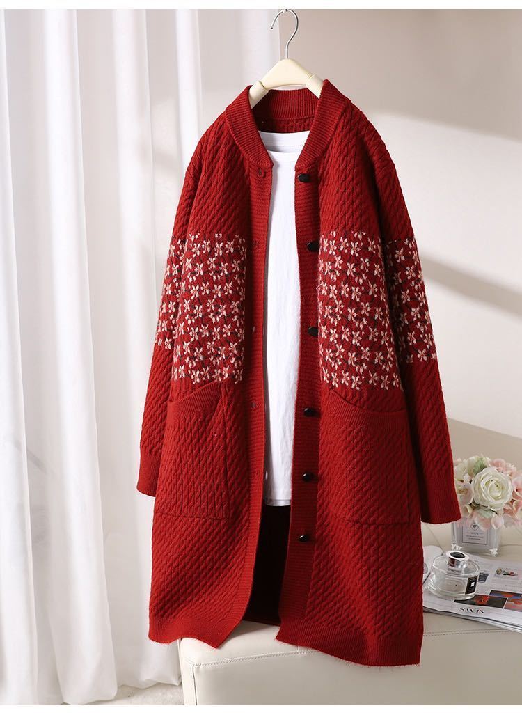 トップス　ニットコート　ニットセーター　羽織り物ニットカーディガン　ロング丈　肌触りいい　柔らかい_画像1